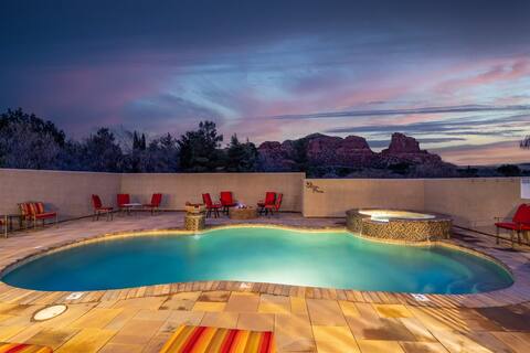 NO clean fee, Red Rock VIEWS, Heated Pool, 5BR