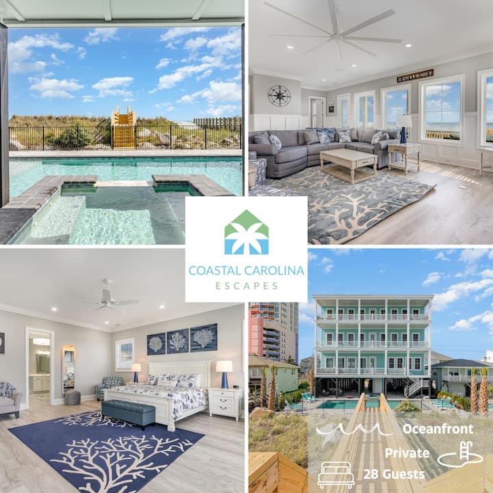 Luxury Oceanfront 8br Home Private Pool + Hot Tub - Sunset Beach, NC