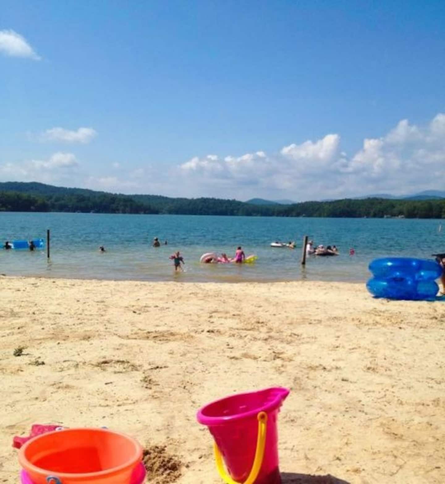 Spend an afternoon at Morganton Point's sandy beach on Lake Blue Ridge.