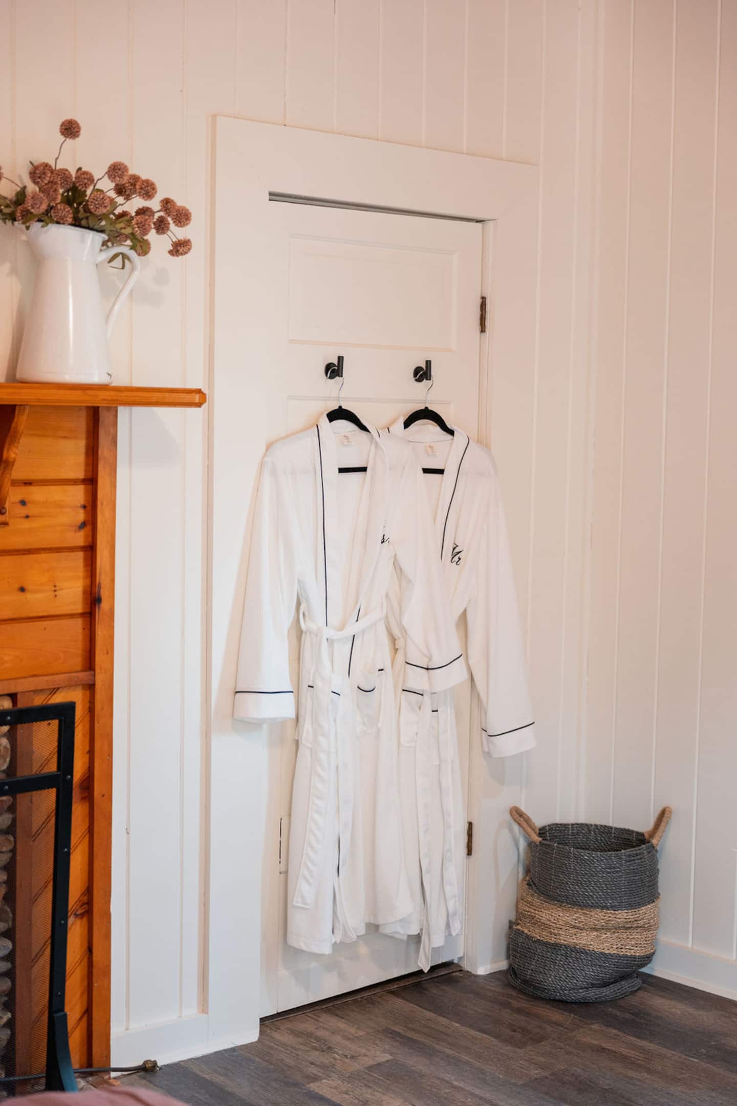 Slip into one of the robes waiting on the hook.
