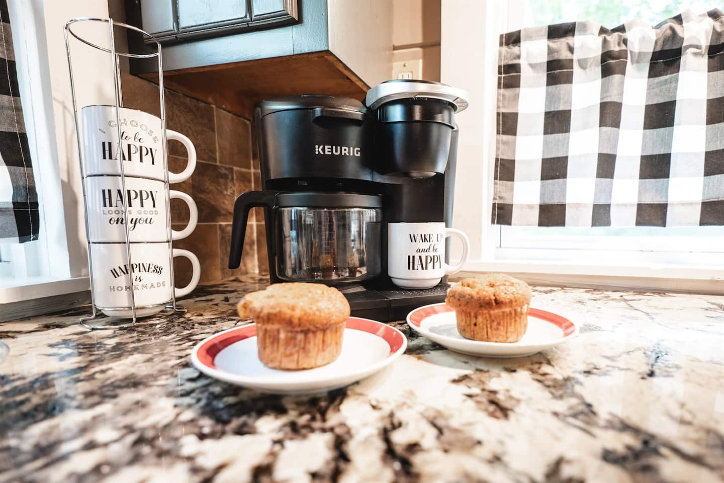 Pour your coffee from the Keurig and start the morning slow.