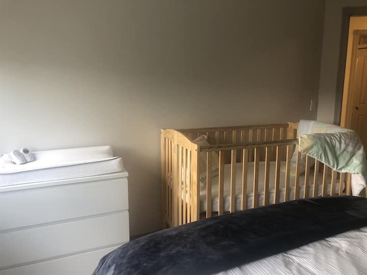 Full size crib & change station - provided at no extra cost - set up upon request.