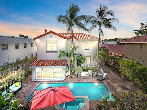 1926 Mediterranean Home with Heated Pool Sleeps 12