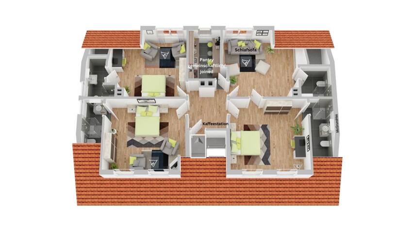 Hotel room with 4 bedrooms in Mosel Valley - Ideal for friends travelling together, 3 BR, 4 Bat