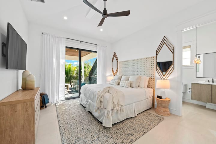 Sypialnia 3 - łóżko typu King, telewizor, łazienka z łazienką, dostęp do balkonu, widok na kanał