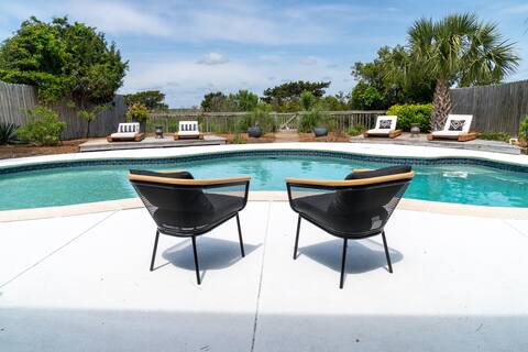 Chic 5-Bed Home w/ Pool & Views - Walk to Beach!
