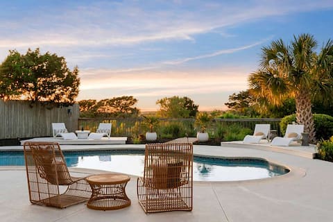 Marshfront 5BD Oasis | Pool, Yard & Steps to Beach