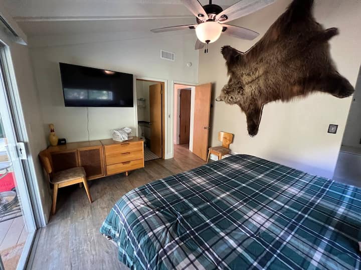 Master Bedroom with private bathroom and slider to deck.  