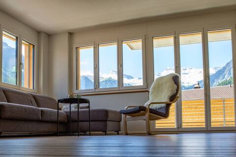 Chuenislodge1: 5*Berg-Panorama. Terrasse & Kamin!
