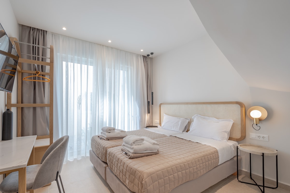 ห้องนอนมีเตียงเดี่ยว 2 เตียง