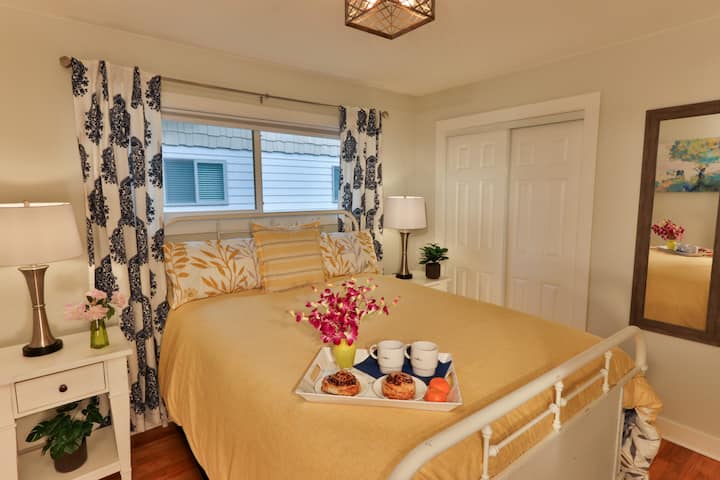 Main floor Queen bedroom w/ closet and TV