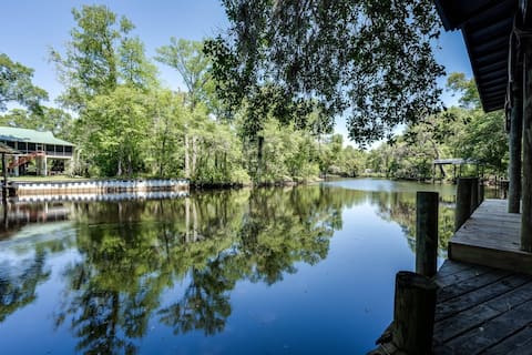 Creekfront 4BR Home w/ Hot Tub, Dock & Firepit