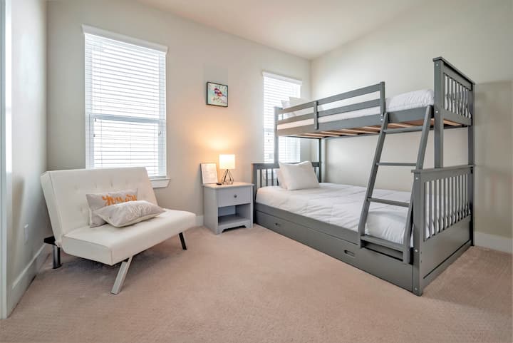 Twin over full-size bunk bed on the 3rd floor across the hall from the primary suite.