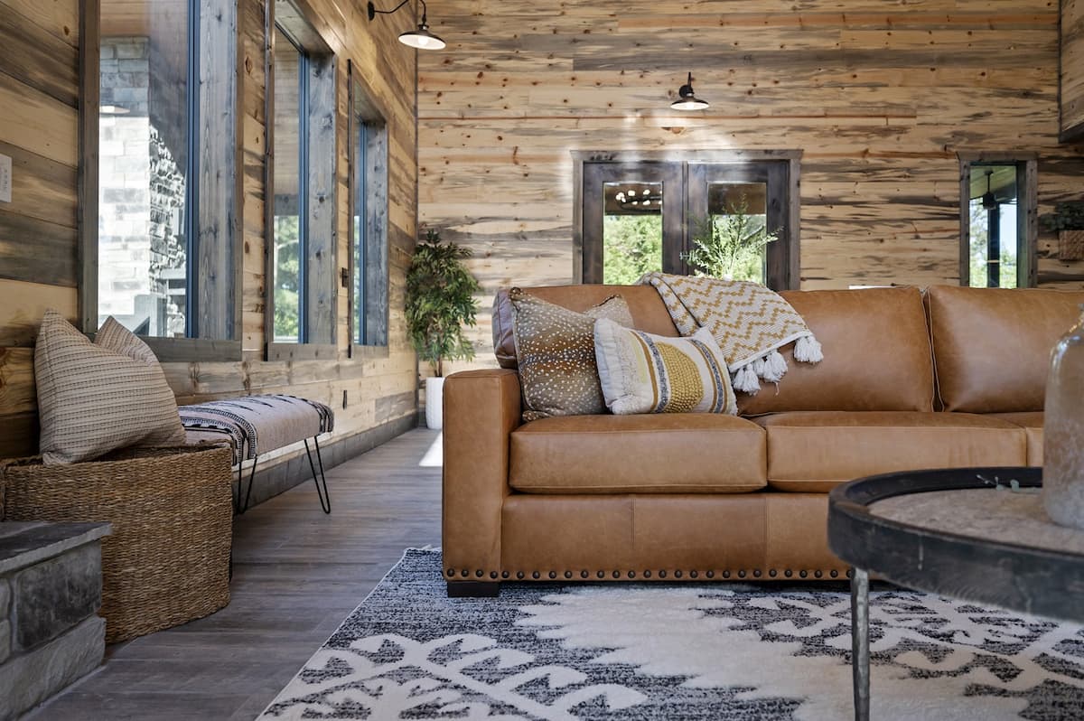 Cozy fireplace living room at Wingspan Manor