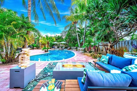 Ft. Laud, 5 Min to beach, Htd Pool, Jacuzzi, Bar!