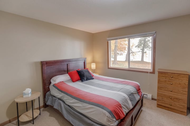The second bedroom includes a queen-sized bed.
