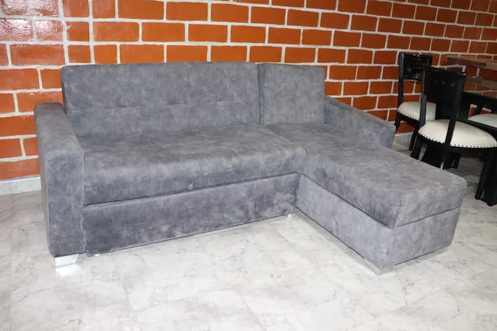 Salon avec deux canapés, un pour deux personnes et un simple