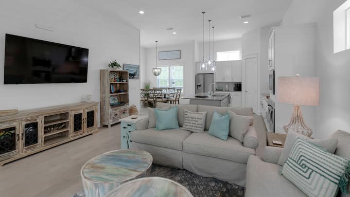 منطقة المعيشة الرئيسية في بوهو بيتش هاوس في الطابق الثاني