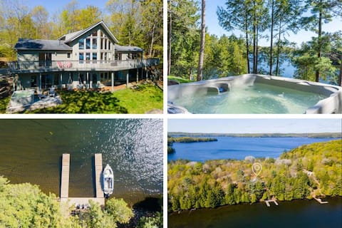 LAKE FRONT- HotTub+Sauna+GolfSim+Arcade+Kayaks+BBQ