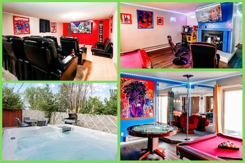 8BR HotTub Pool Sauna PS5 Arcade Theater DancePole
