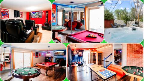 8BR HotTub Pool Sauna PS5 Arcade Theater DancePole