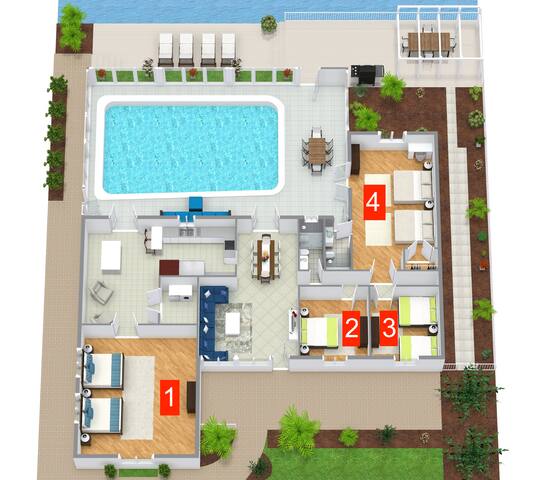 Heated Pool~Waterfront 4BD Villa~Deck~BBQ gallery image 3