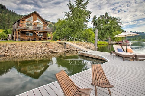 Waterfront Cabin w/ 2 Boat Docks & Mtn Views!