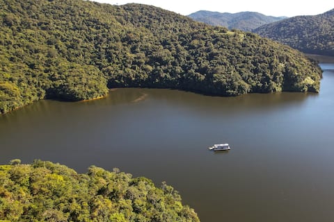 Relax at a floating house surrounded by nature