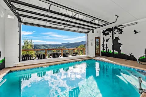 HUGE Mountain Retreat w/ POOL! + Arcades & View