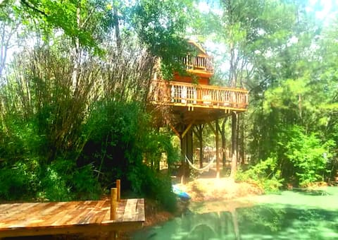 Waterfront Treehouse In A Magical Forest!