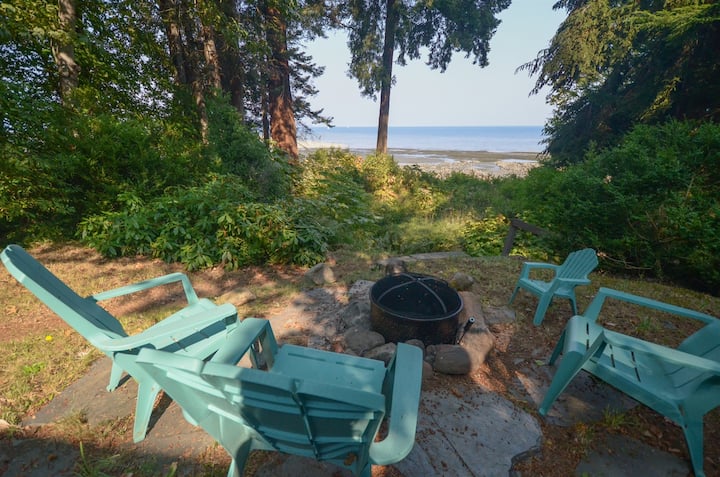 Beachfront Cottage: Brick Fireplace + Ocean Deck