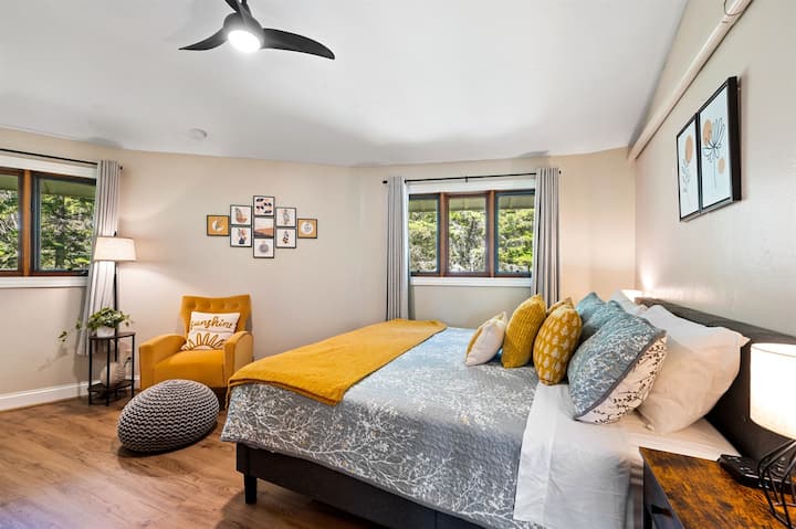 From the soft linens to the ambient lighting, our bedroom is designed for your utmost relaxation.