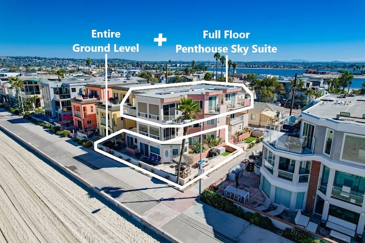 Ground Level + Penthouse! 55’ of Ocean Front