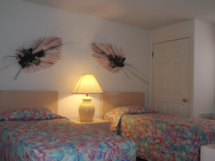 غرفة نوم للضيوف تضم سريرين مفردين