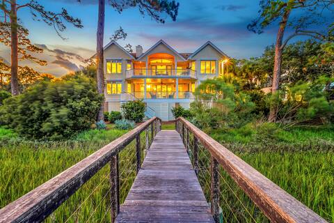 Luxury Marsh Front Estate: 4BR, Dock, Ocean Views