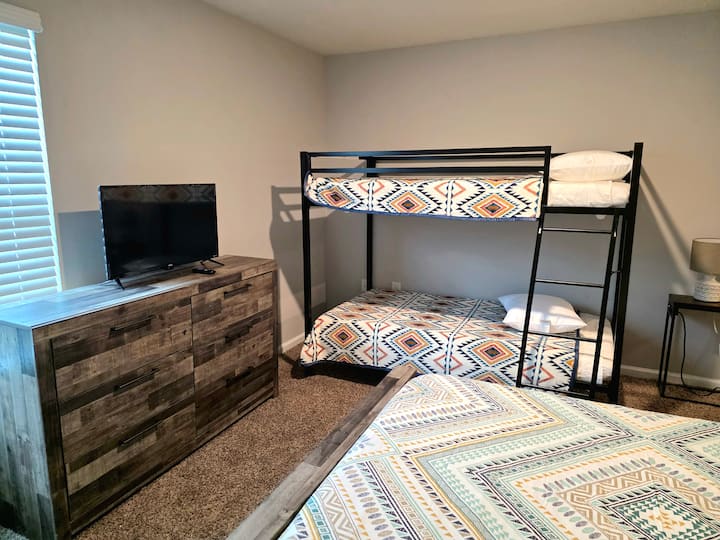 Family-friendly sleeping space thoughtfully designed for comfort and convenience.