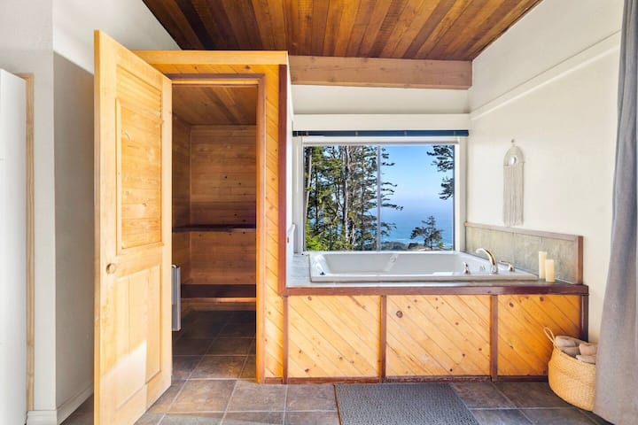 Room #3 shown with the Dry Sauna and Jacuzzi Hot Tub.