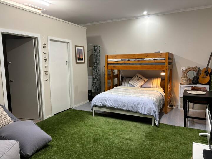 2nd sleeping/lounge area - Queen bed with single bed over top.