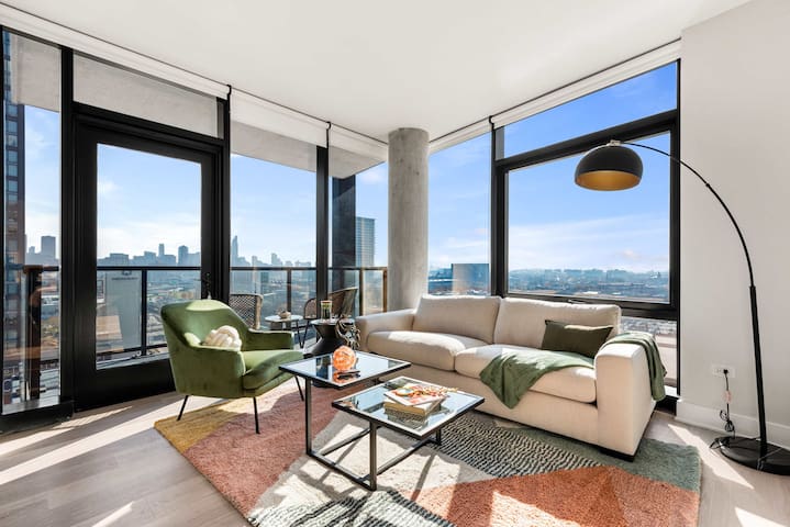 West Loop Scenic Views + Private Balcony Retreat