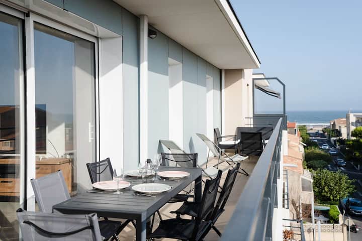 B403 Lumineux Appartement Climatisé Vue Mer Et Acc - Narbonne