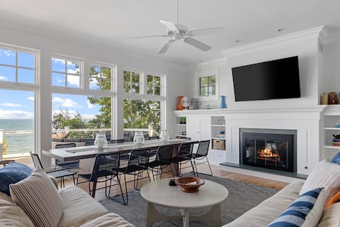 Breathtaking Home on Lake MI w/ Priv Beach + VIEWS