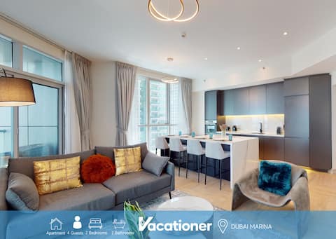 Glamorous 2 Bed I near Barasti Beach I Marina View