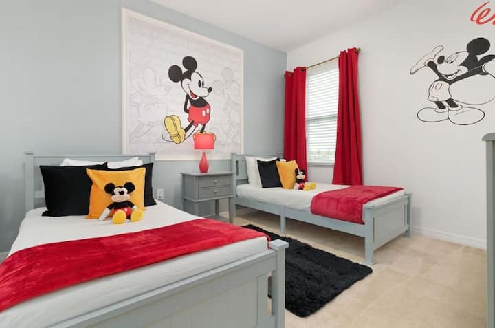 BR #8 "Mickey Mouse" Themed w/ 2 Twin Beds   - Level Two