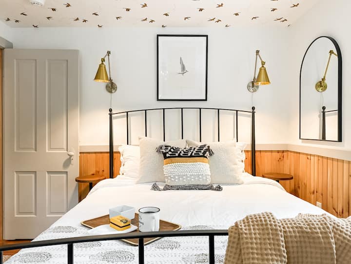 Bright and airy, the Songbird Room is perfect for breakfast in bed!