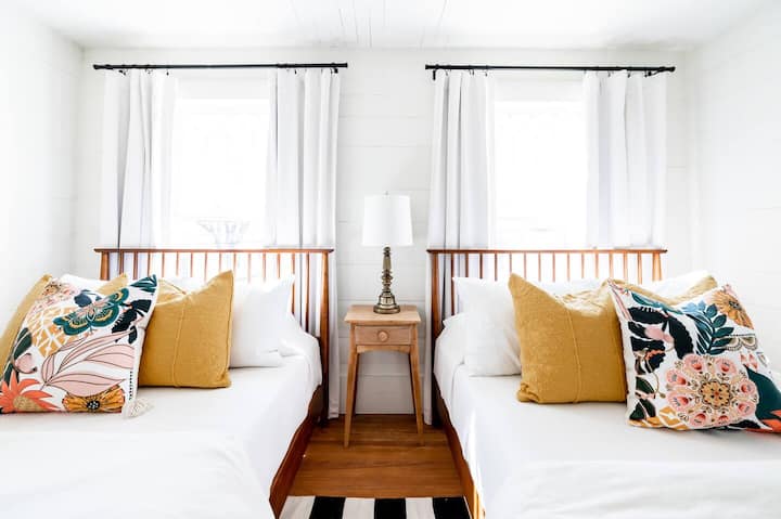 Double beds located upstairs