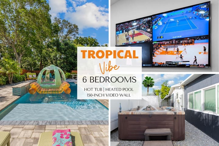 Tropical Vibe 6br Sleeps 21 Heated Pool Hot Tub - Bradenton, FL