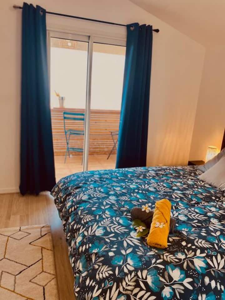 Chumba cha kulala cha 2 chenye baraza na mandhari ya kusini ya Kisiwa cha Reunion