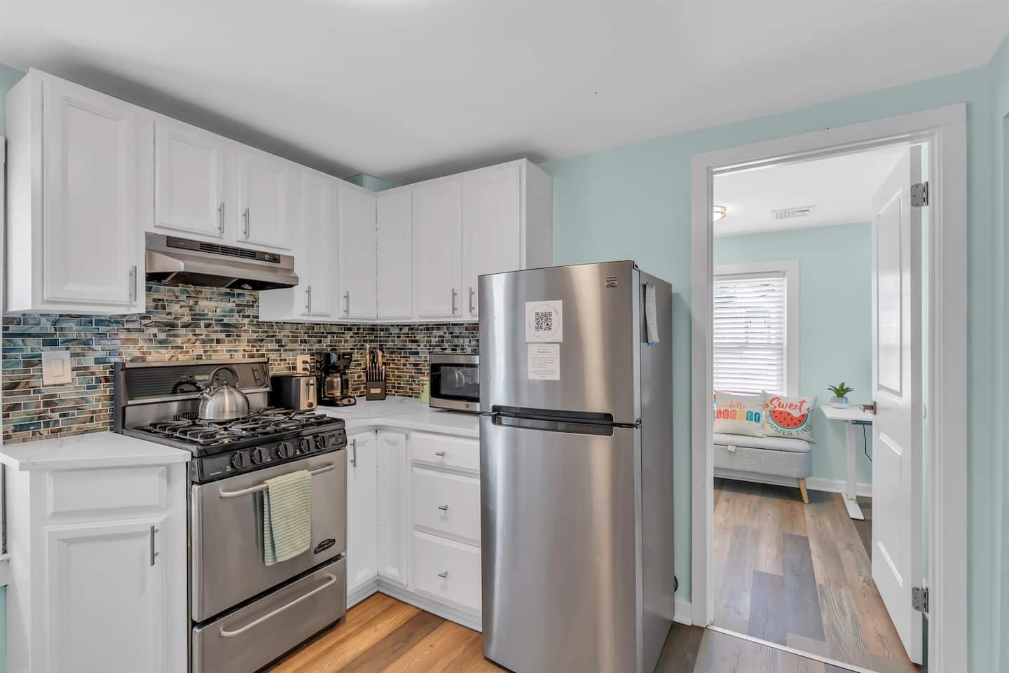 Updated kitchen, fully stocked and ready to use.