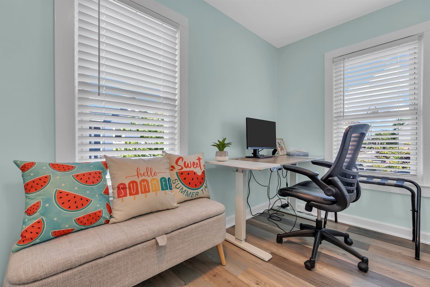 Stay productive in style with this bright, dedicated workspace featuring a comfy ergonomic chair
