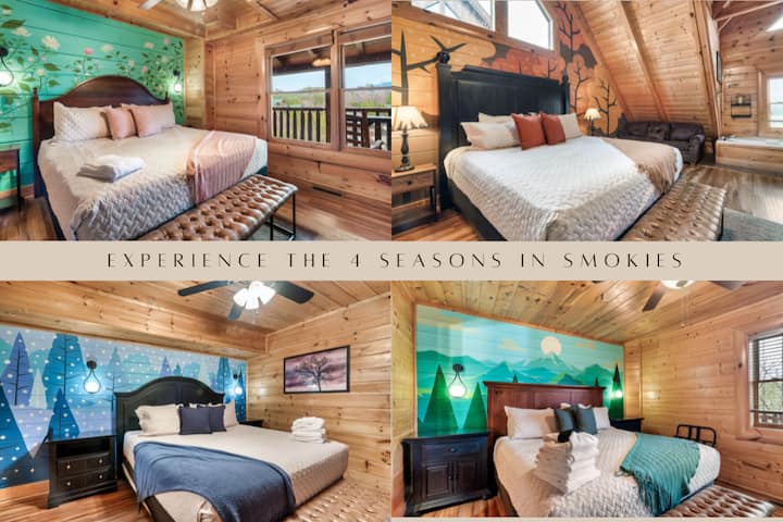 Indoor, Outdoor Pool| Mini Golf| Seasons Murals - Cabins for Rent